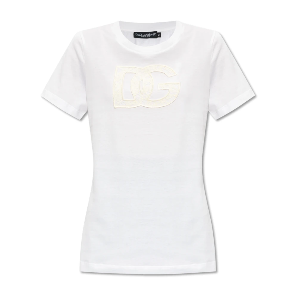 Dolce & Gabbana Katoenen Logo T-Shirt White Dames