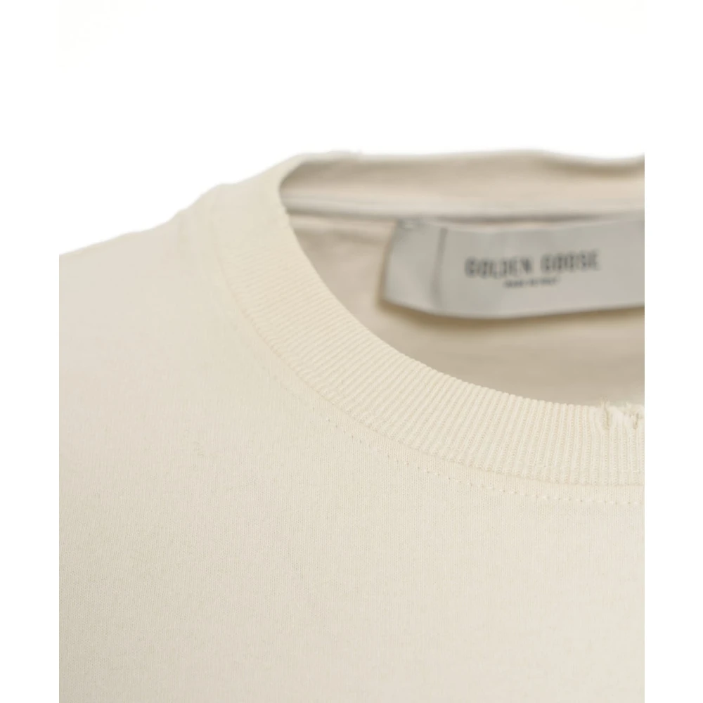 Golden Goose Beige Ribkraag T-Shirt Ss25 Beige Heren
