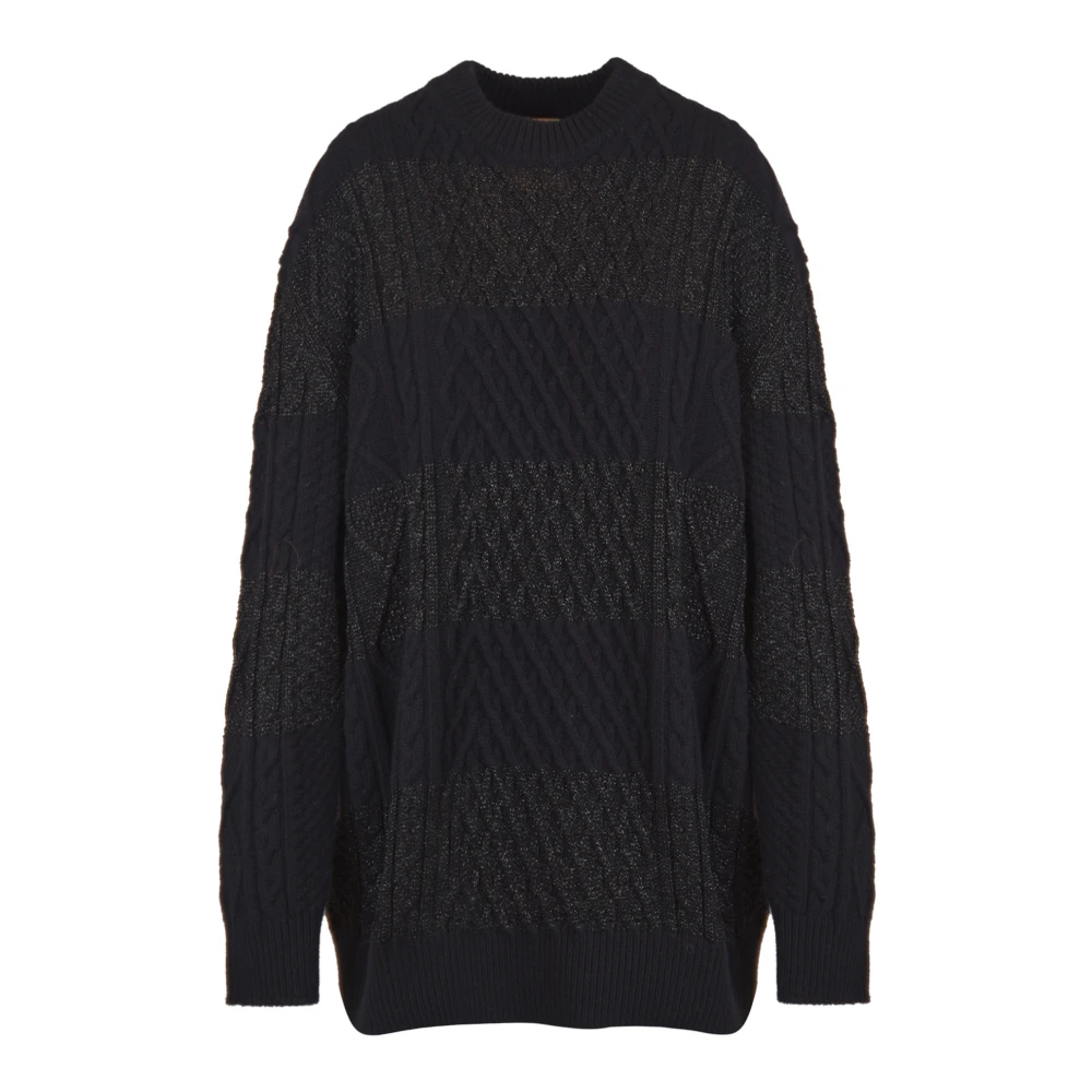 Semicouture Black Round-Neck Knitwear, Female, S, Abito Florida