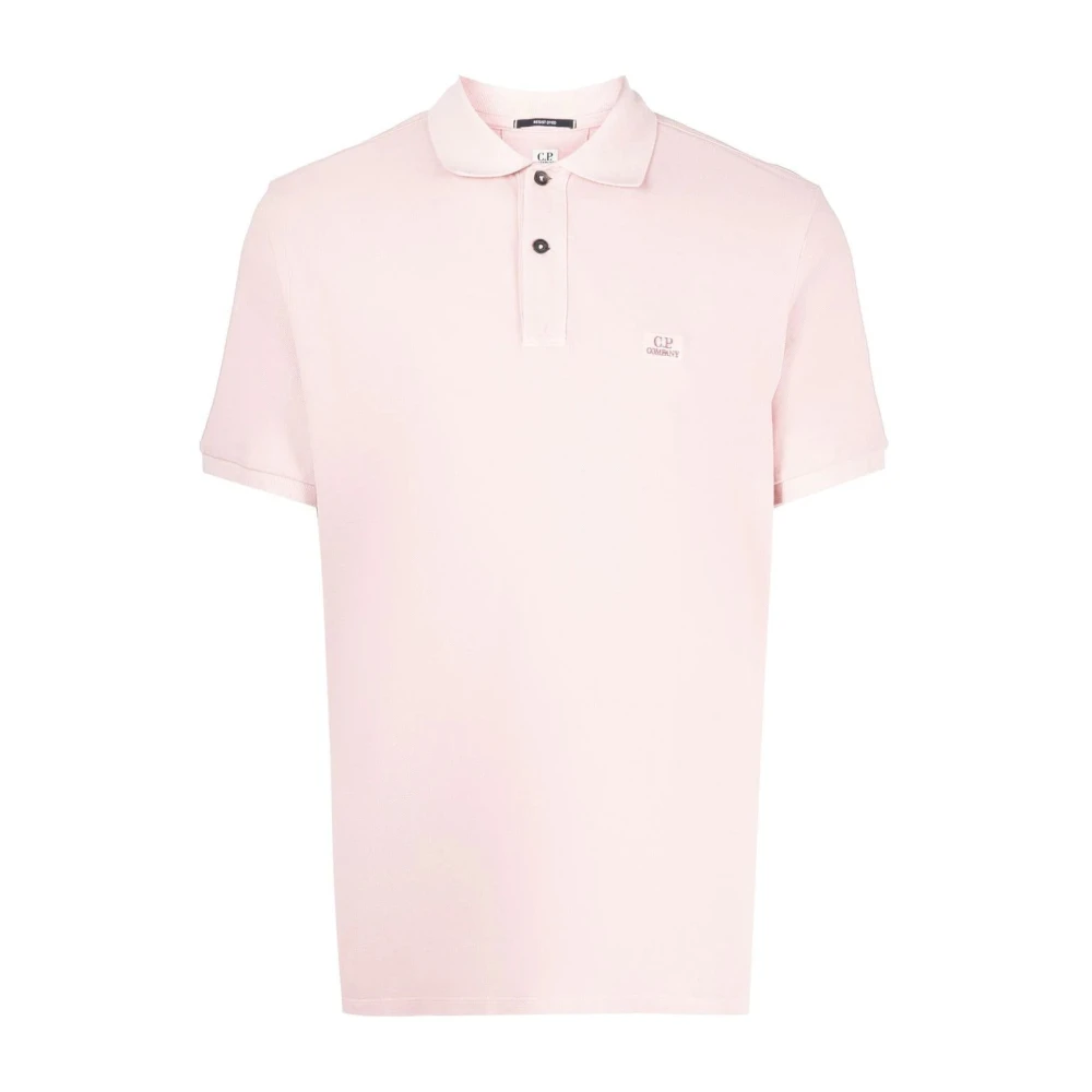 C.P. Company Logo Patch Polo Shirt Pink Heren