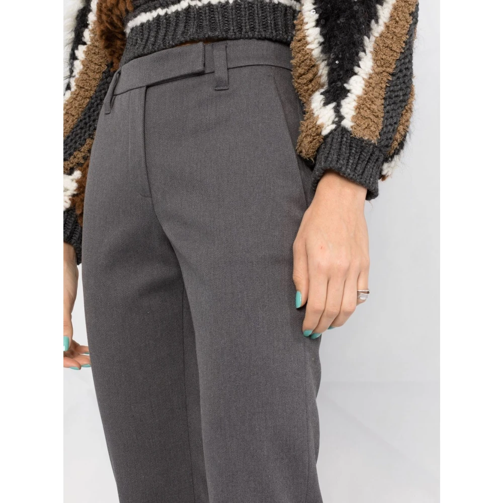BRUNELLO CUCINELLI Grijze Katoenen Lange Broek Gray Dames