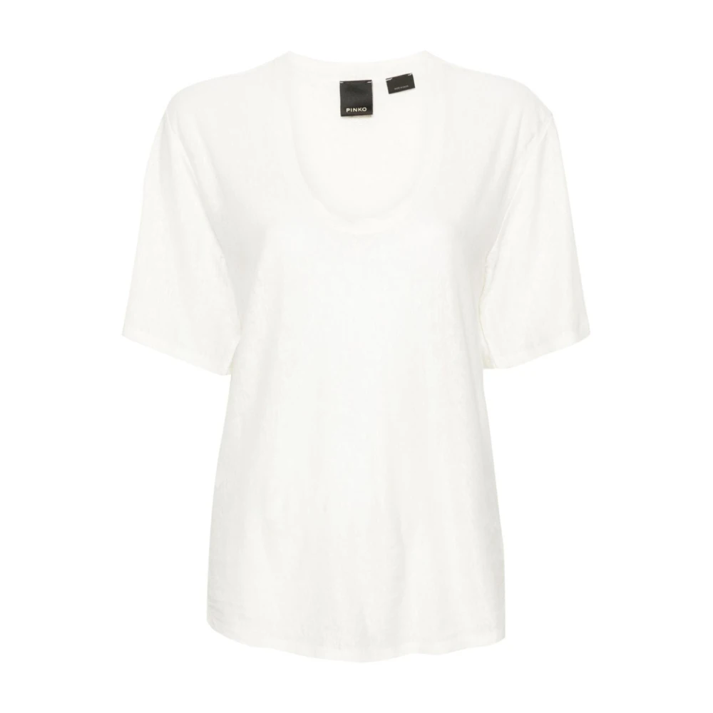 pinko Geborduurd Logo Witte T-shirts en Polos White Dames