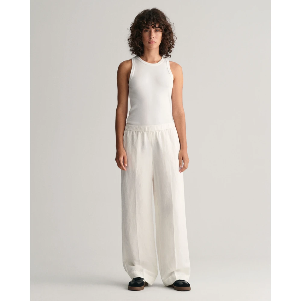 Gant Linnenmix relaxte broek White Dames