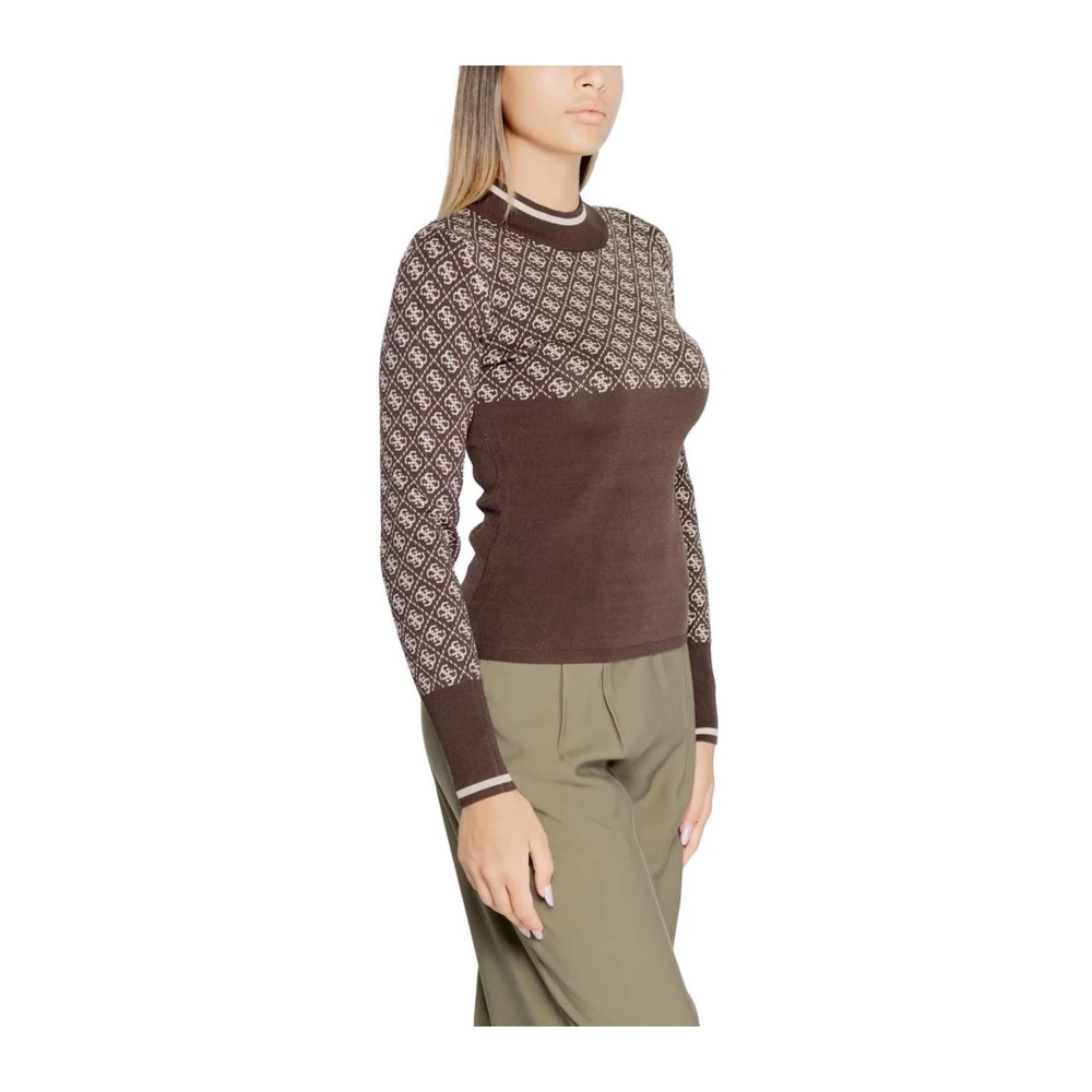 Guess Bruine Gebreide Trui Dames Herfst Winter Collectie Brown Dames