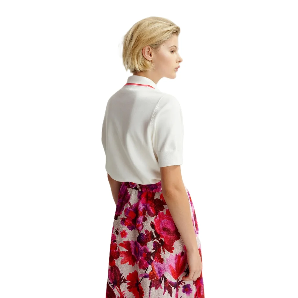 Essentiel Antwerp Gebreide Polo Shirt met Riem White Dames