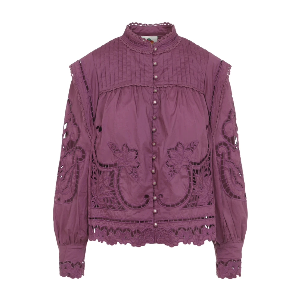Farm Rio Women's Pink Blouses, S, Richelieu Blouse