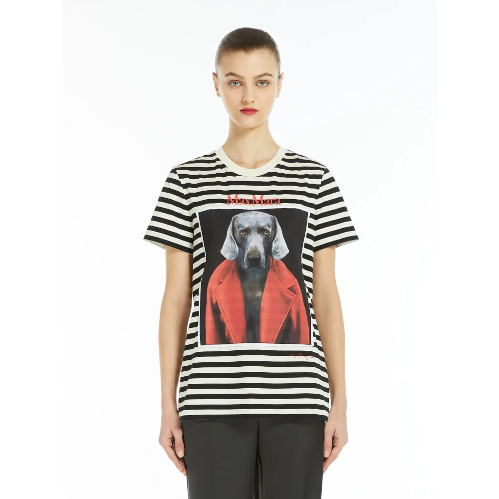Max Mara Weimaraner Print Kortemouw T-shirt Multicolor Dames