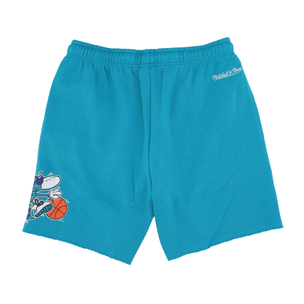 Mitchell & Ness NBA Postgame Vintage Logo Fleece Shorts Blue Heren