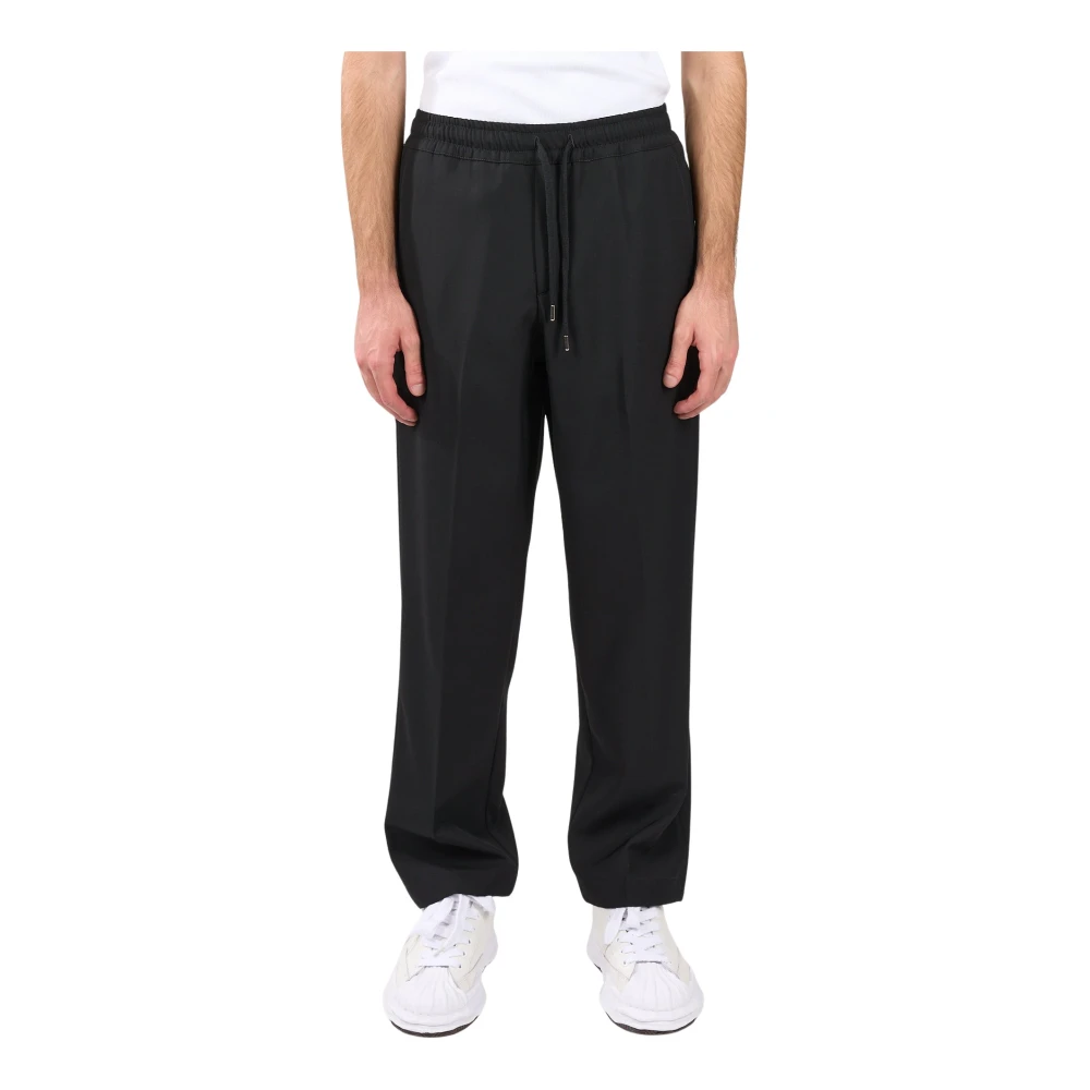 Costumein Ruimvallende broek van zuivere wol Black Heren