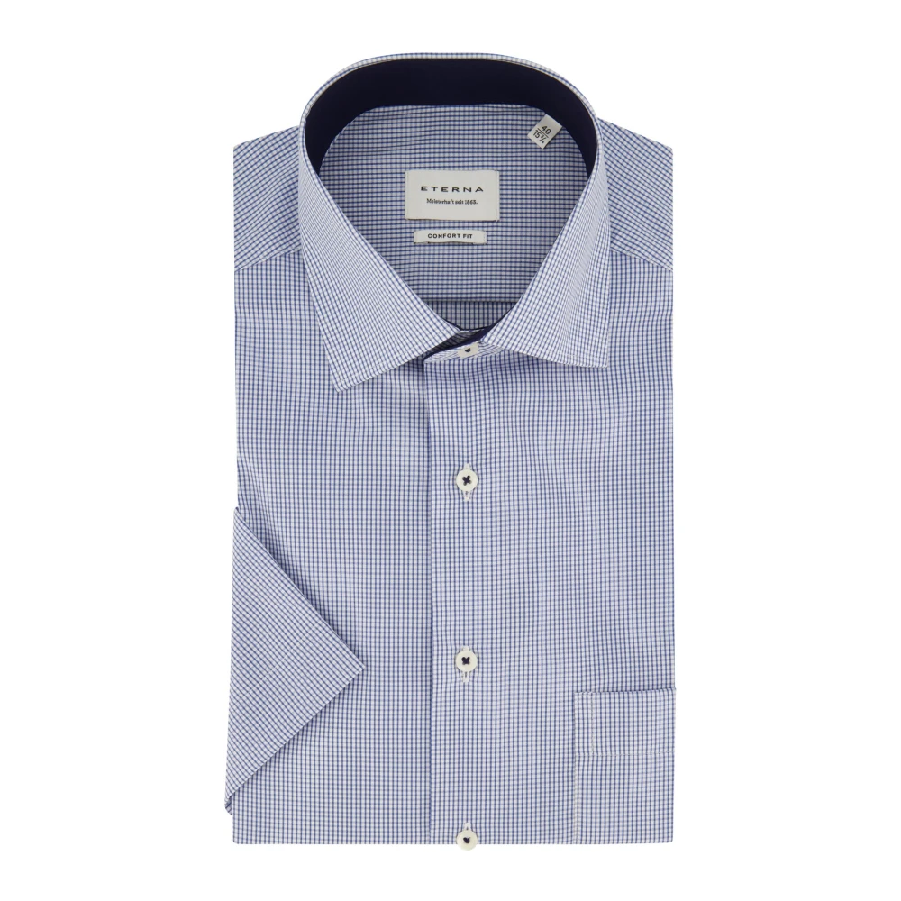 Eterna Blauw korte mouw zakelijk overhemd Blue Heren