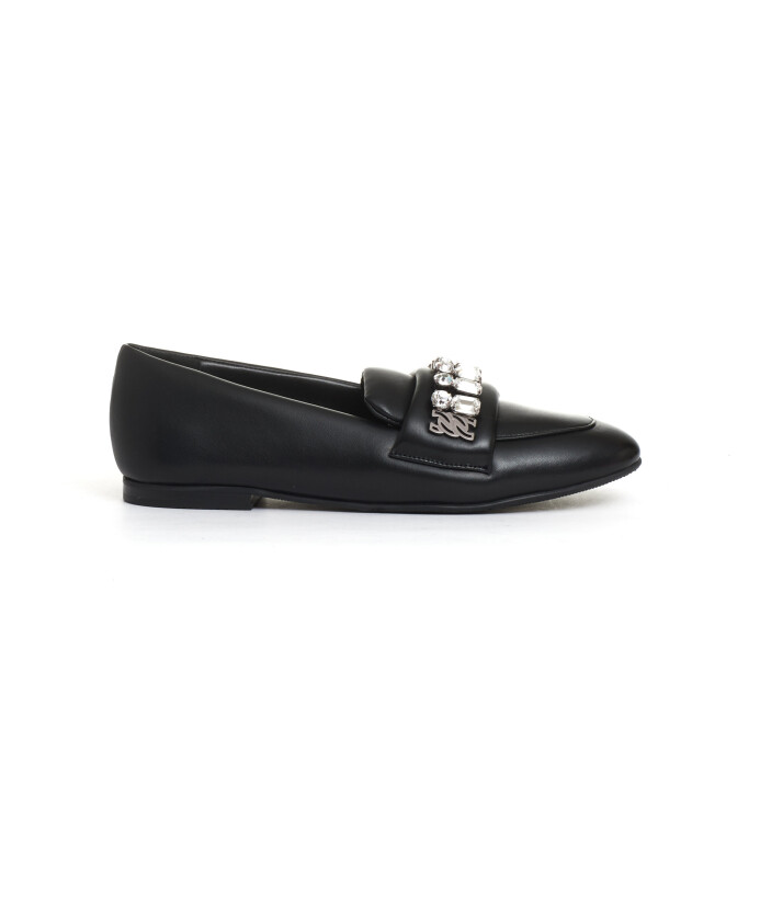 black-moccasin-loafer-with-rhinestone-buckle