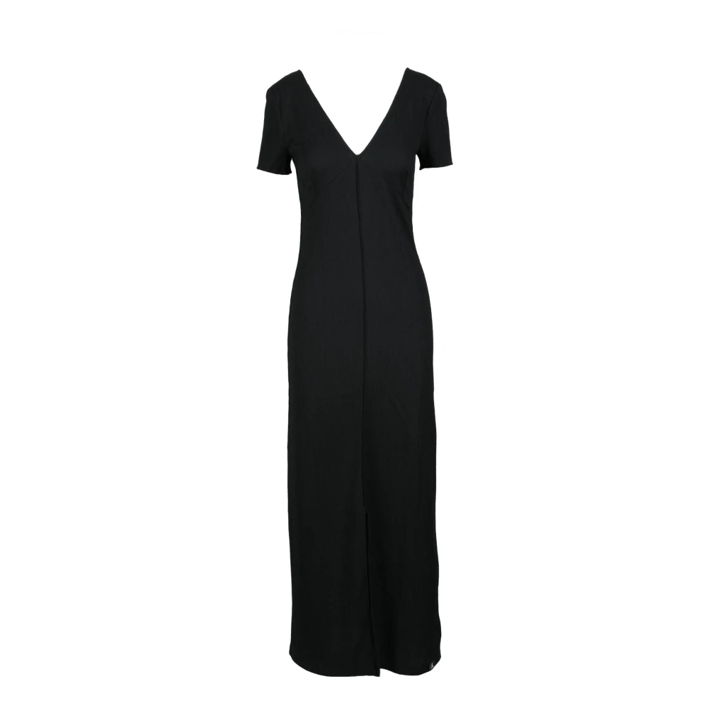 Calvin Klein Jeans Lange Jurk van Polyester Elastaan Black Dames