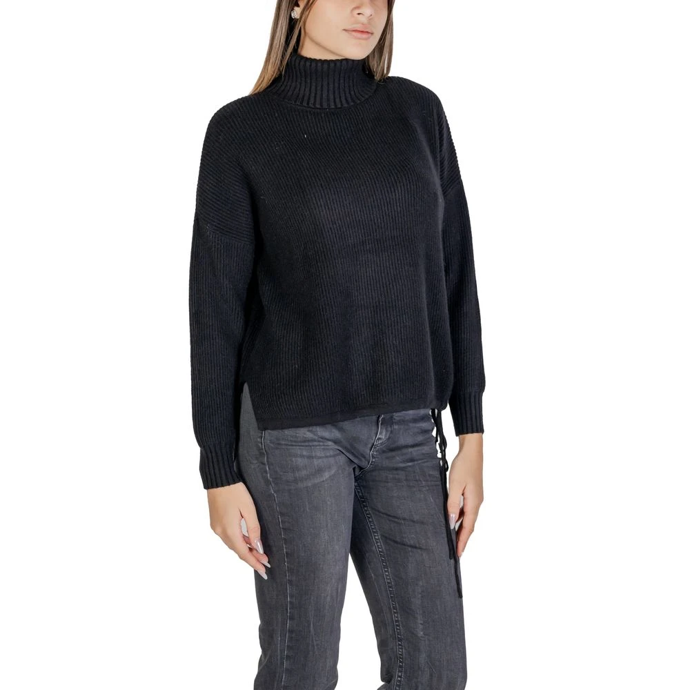 Sandro Ferrone Zwarte Gebreide Trui Herfst Winter Collectie Black Dames