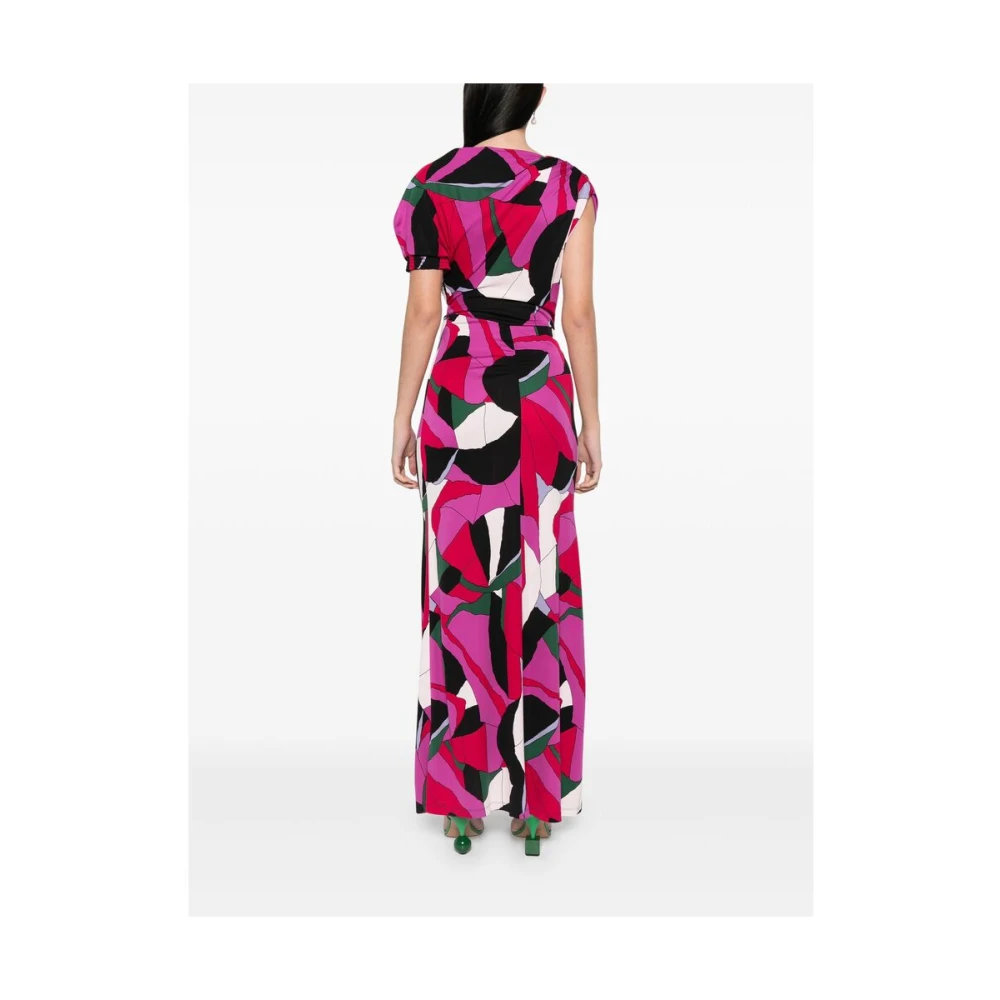 Diane Von Furstenberg Roze Abstract Print One-Shoulder Jurk Multicolor Dames