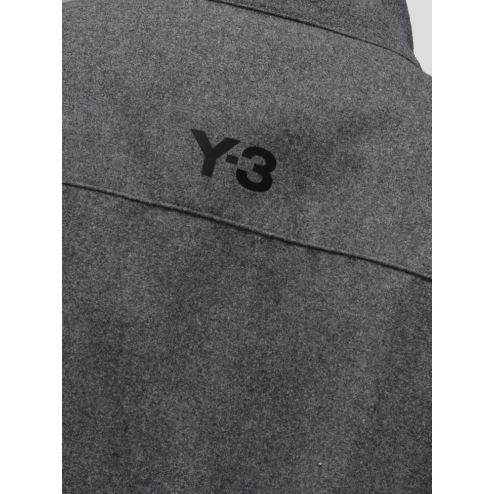Y-3 Flanellen overshirt in wolmixstof Gray Heren