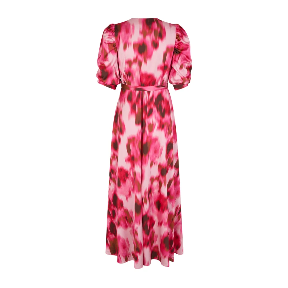 Cras Bloemen Maxi Jurk met Pofmouwen Multicolor Dames