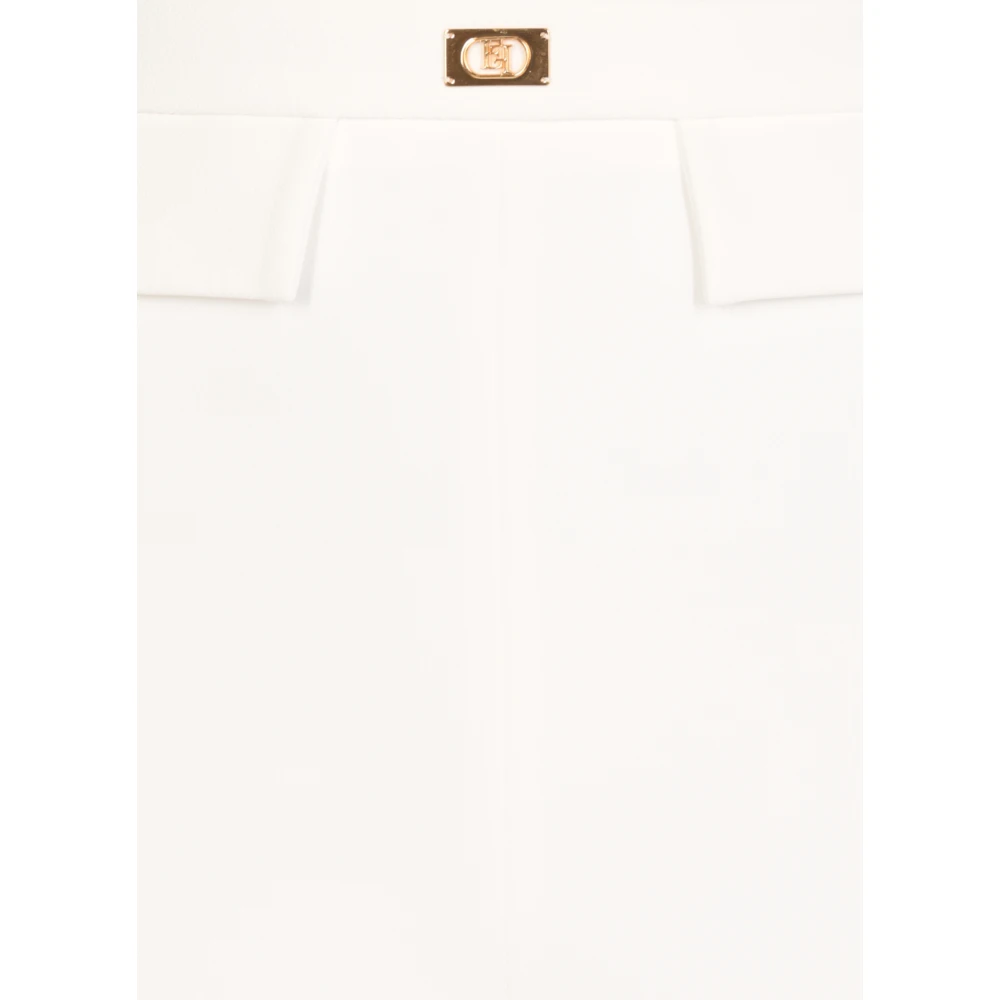 Elisabetta Franchi Ivoor Crêpe Broek met Zijrits Beige Dames