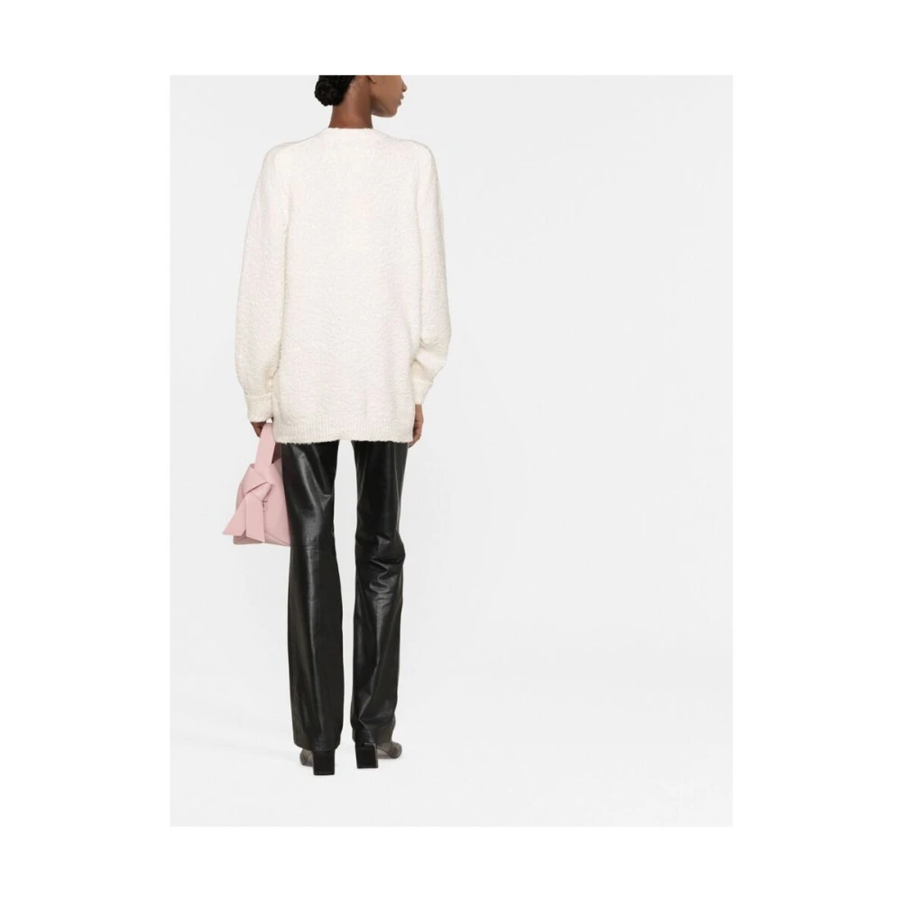 Maison Margiela Witte Crew Neck Sweater Geborsteld Effect White Dames