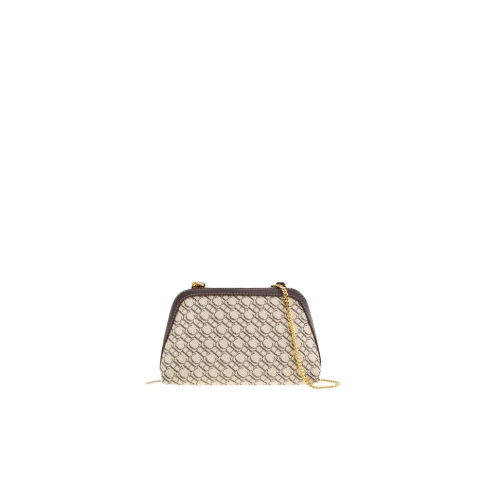 Carolina Herrera Canvas Schoudertas met Leren Rand Beige Dames