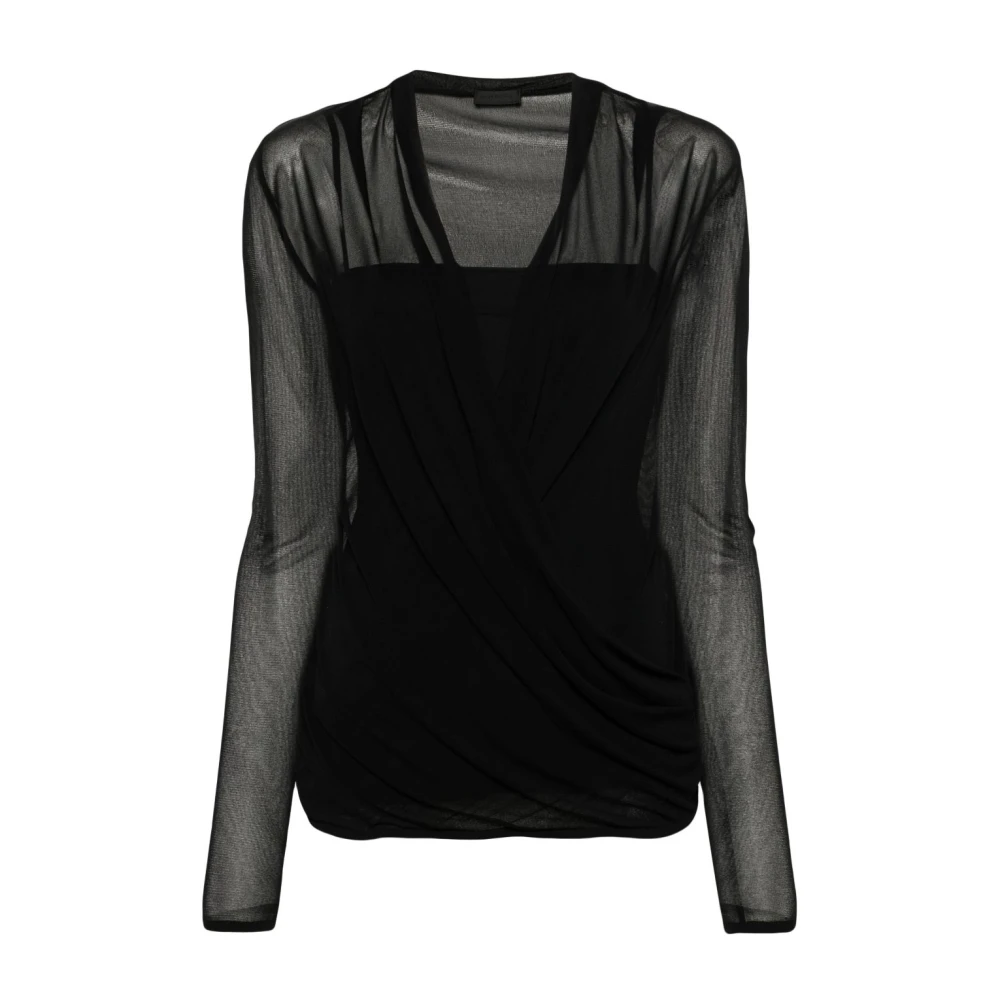 Givenchy Gedrapeerde Blouse van Jersey Black Dames