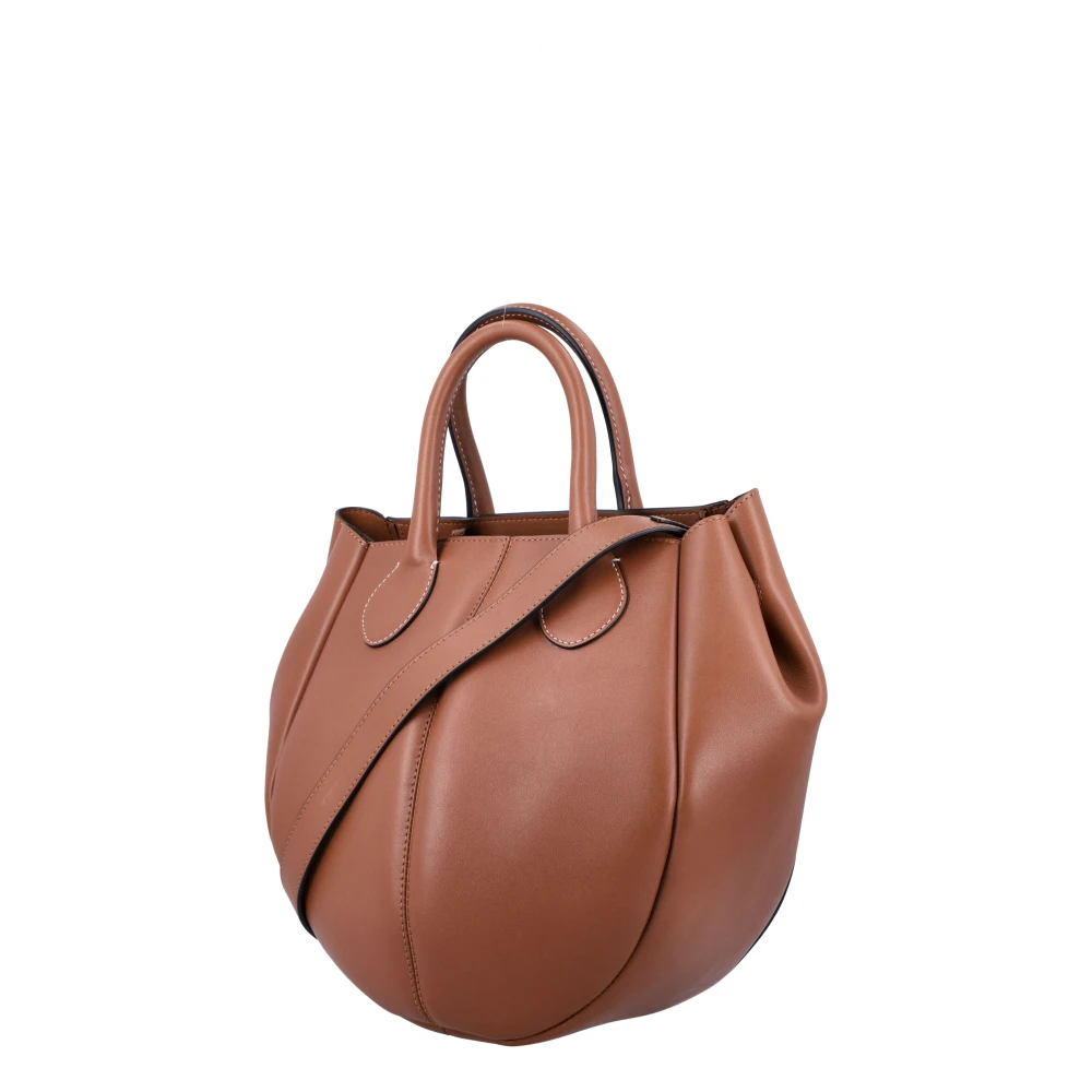 JW Anderson Leren Punch Small Tote Handtas Brown Dames