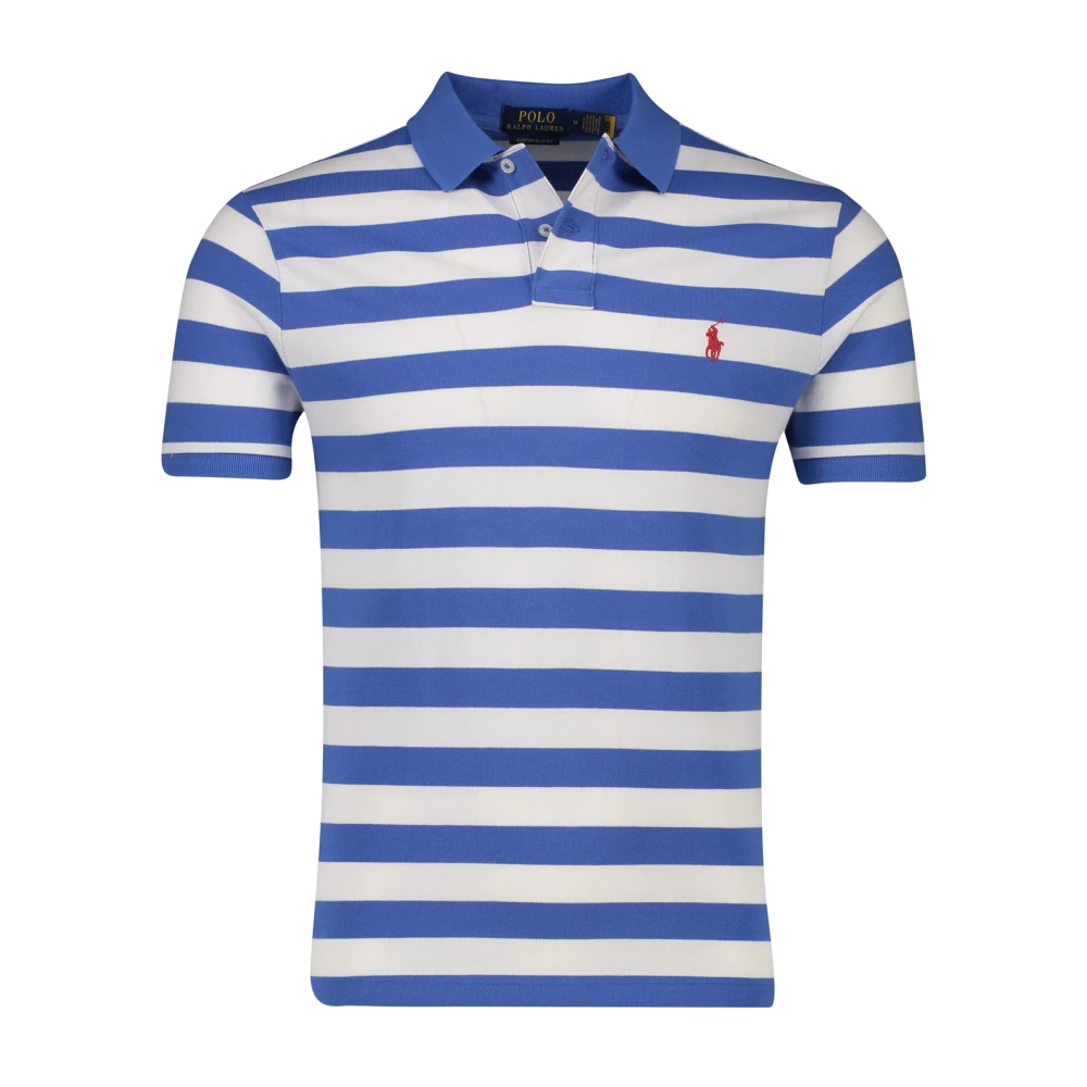Polo Ralph Lauren Blauw Gestreepte Custom Slim Fit Polo Blue Heren