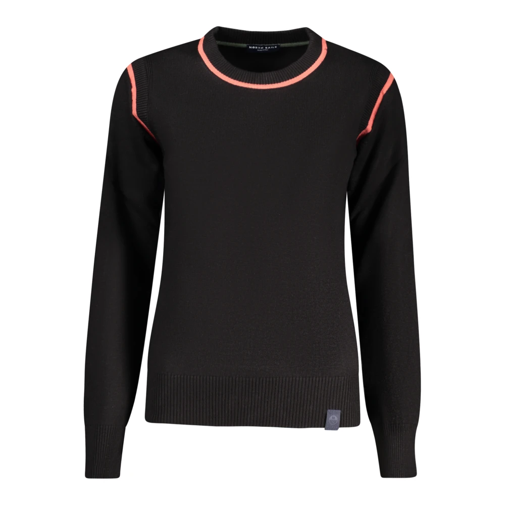 North Sails Women's Black Round-Neck Knitwear, Xl, Viscose Crew-Neck Jumper