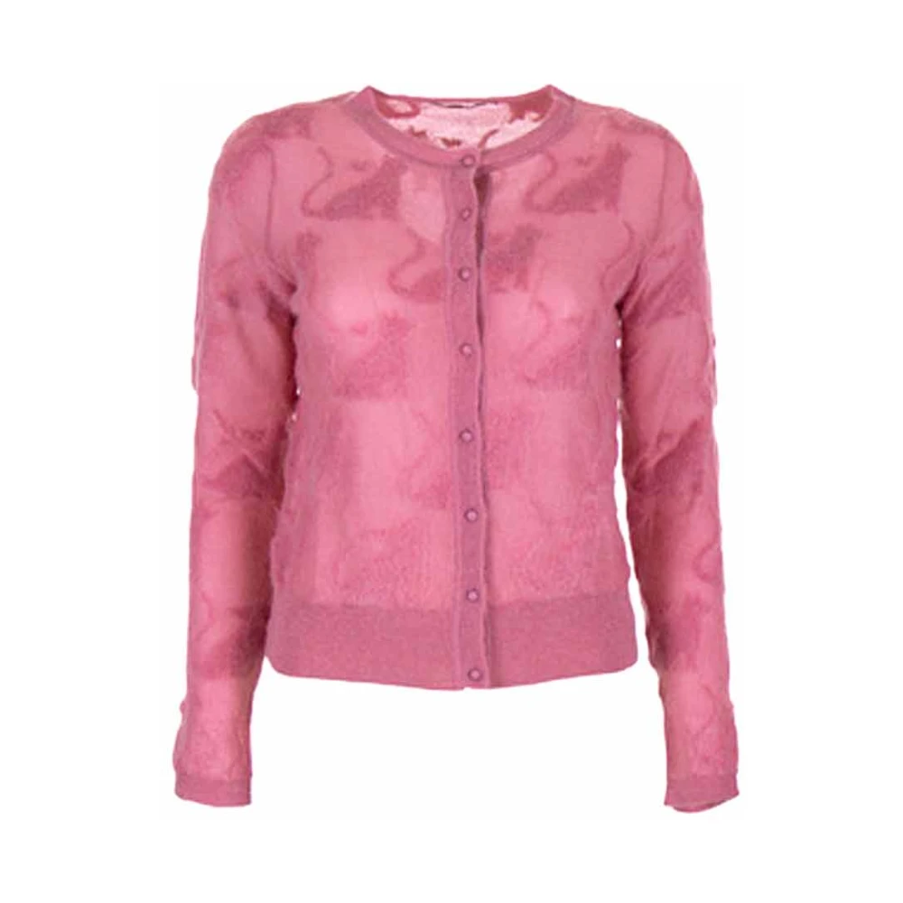 Max Mara Roze Jacquard Cardigan Trui Pink Dames