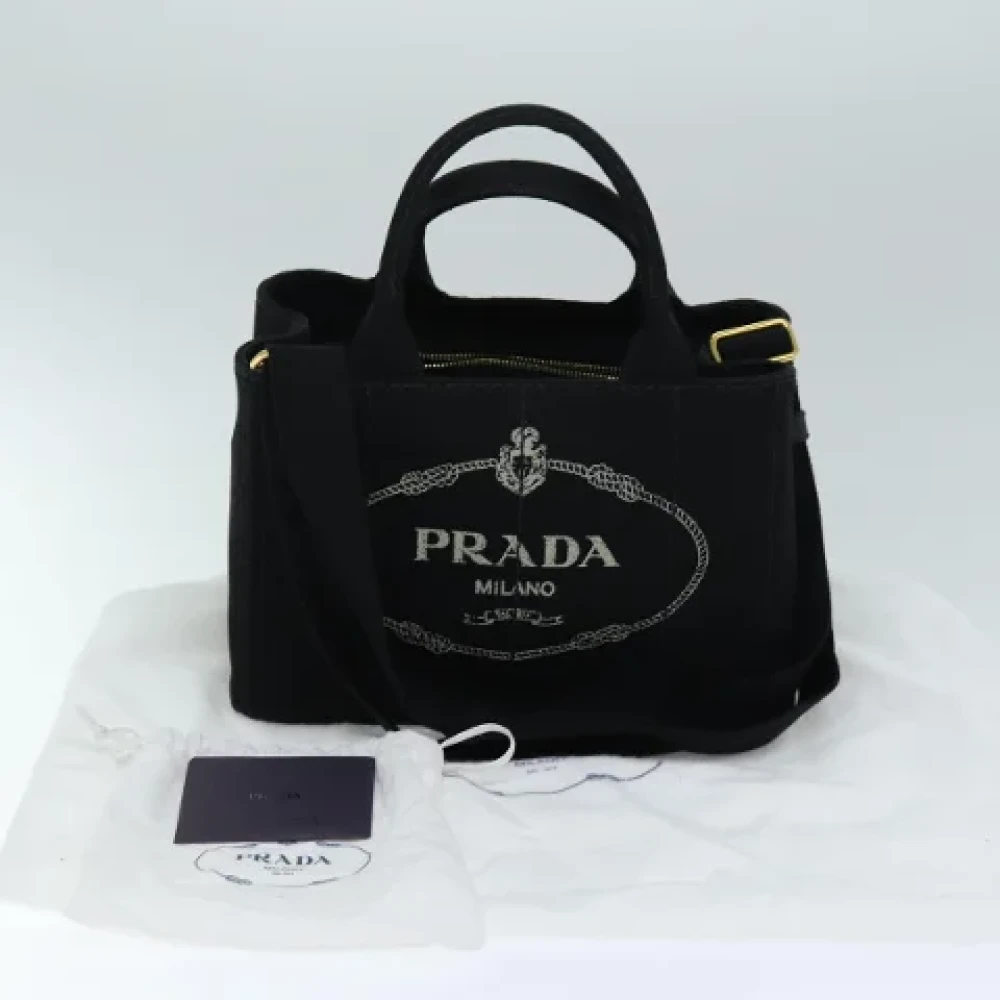 Prada Vintage Pre-owned Canvas handbags Black Dames