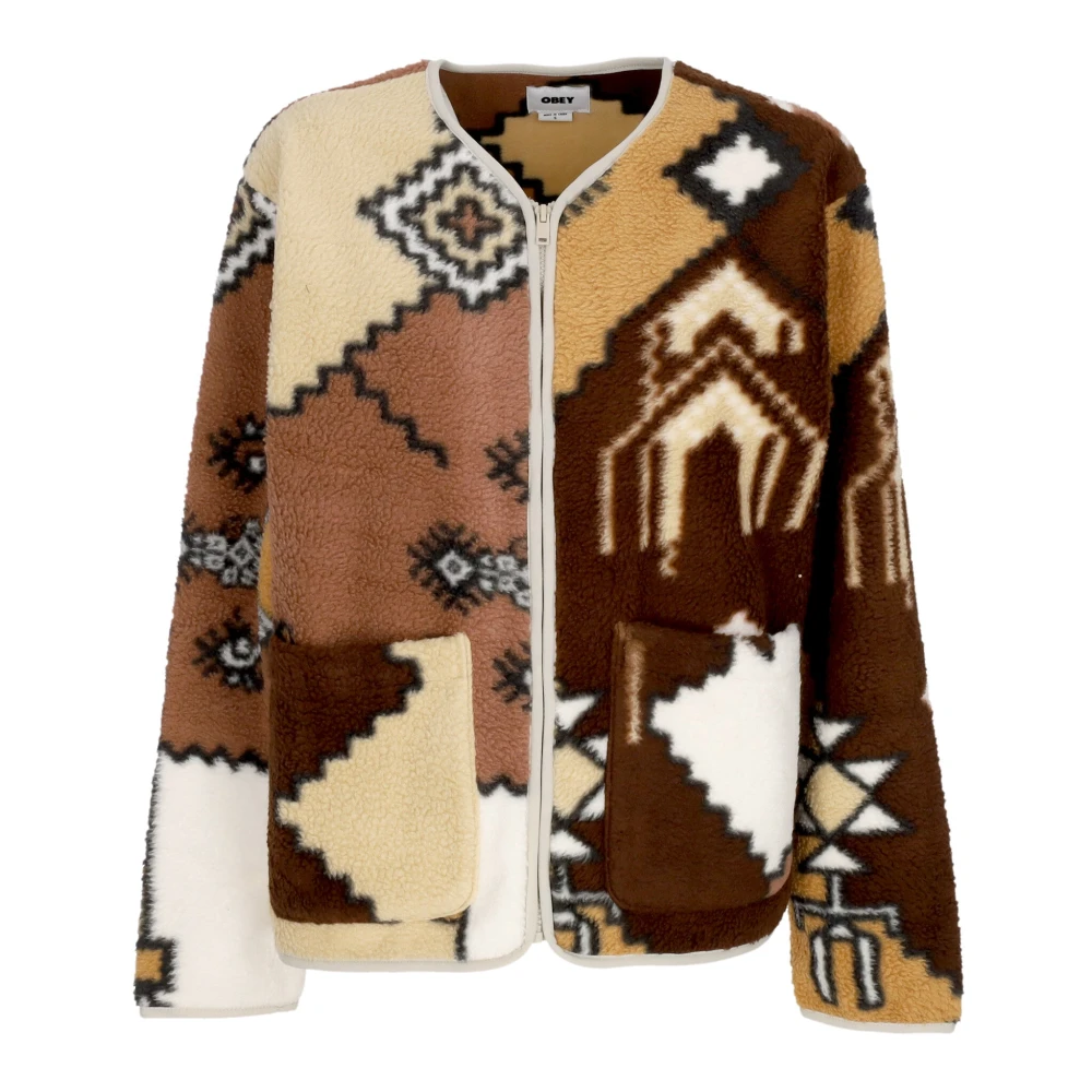 Obey Ornate Liner Sherpa Jas Bruin Multi Multicolor Dames