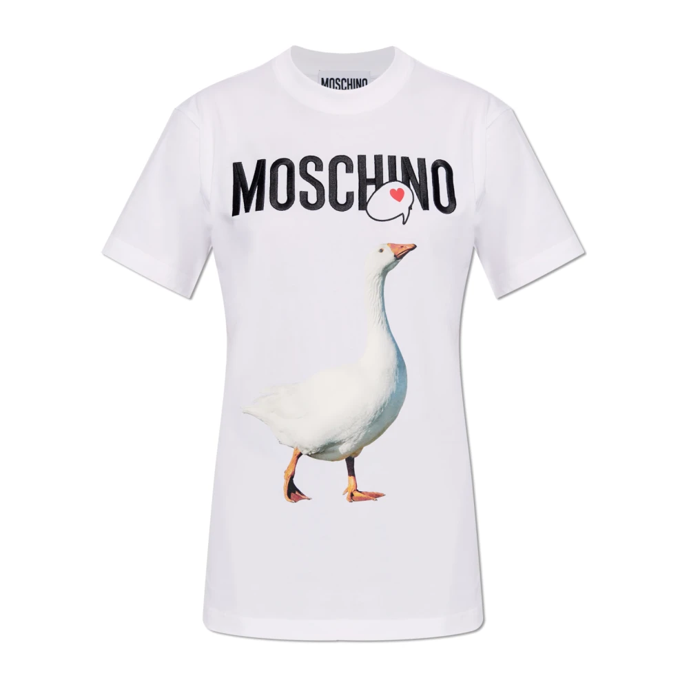 Moschino Wit Gansprint T-shirt Lente-Zomer 2025 White Dames