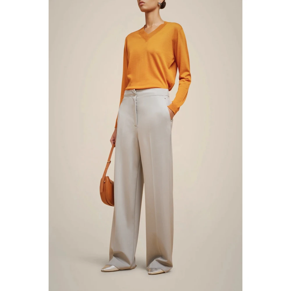 Liviana Conti Merino V-Hals Wollen Trui Orange Dames