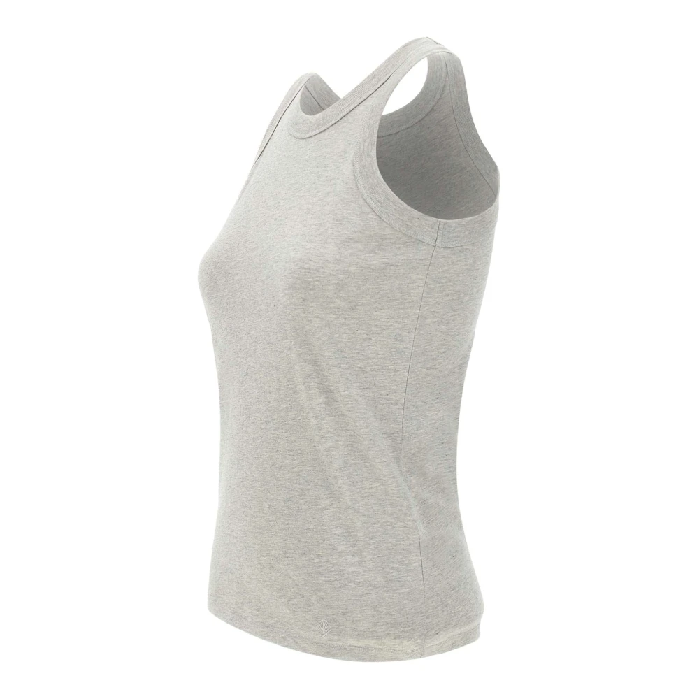 Loulou Studio Mouwloze Grijze Top met Geribbelde Zoom Gray Dames