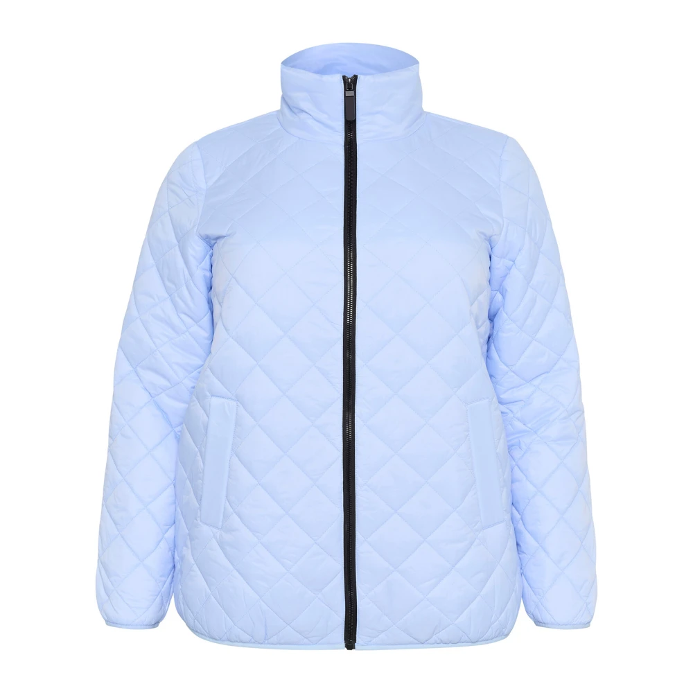 Kaffe Curve Gewatteerde Windsurfer Jas met Hoge Hals Blue Dames