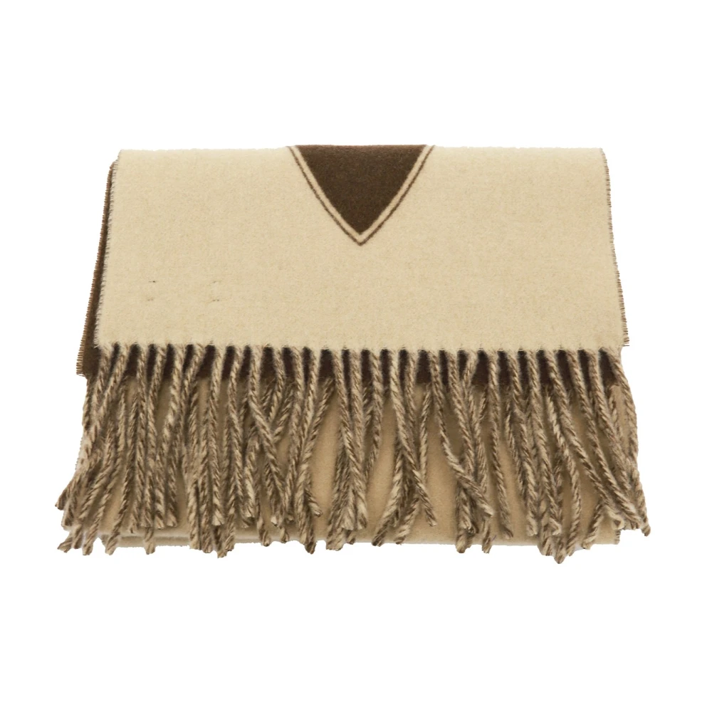 Burberry Beige Wol Fringed Sjaal Beige Dames