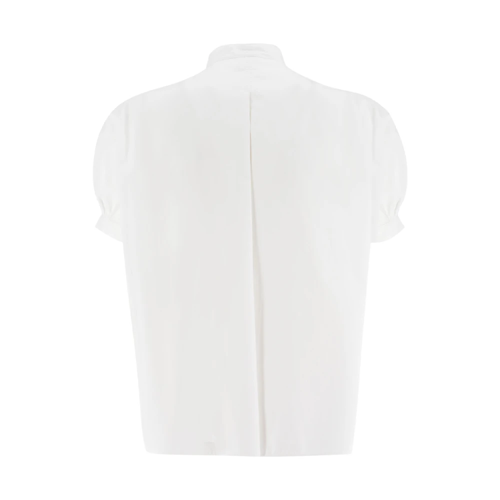 Aspesi Katoenen poplin blouse met mandarijnkraag White Dames