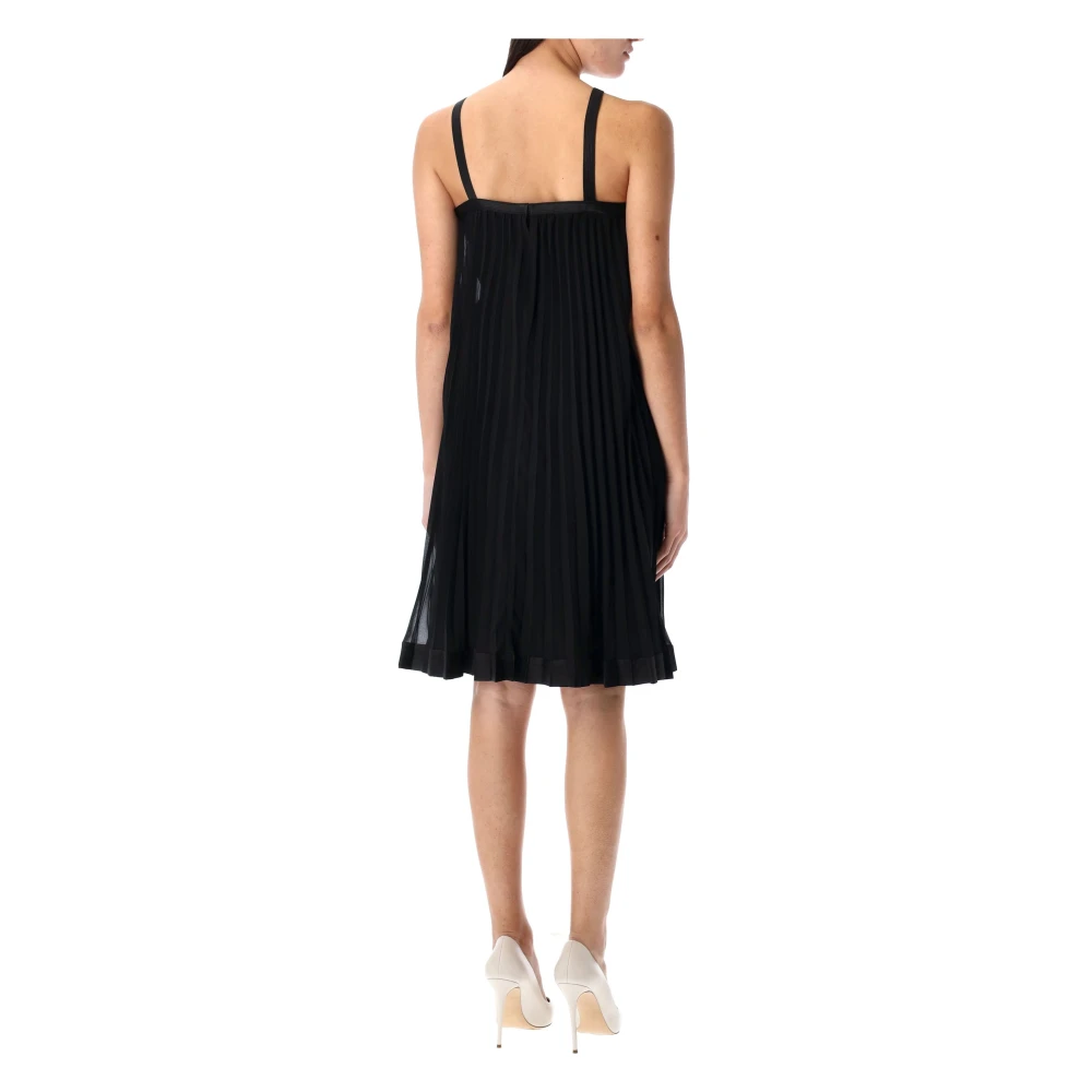 Versace Zwarte Halternek Geplooide Minijurk Black Dames