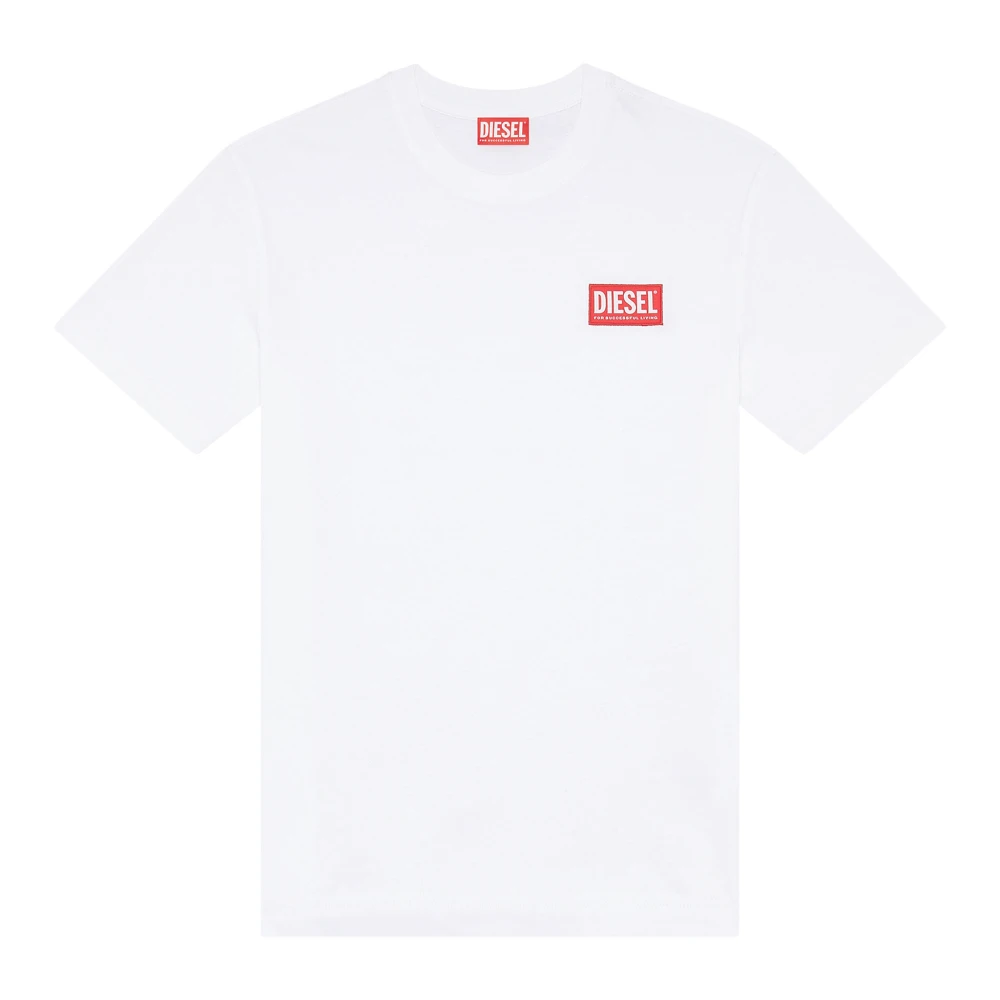 Diesel T-shirt med logopatch White, Dam