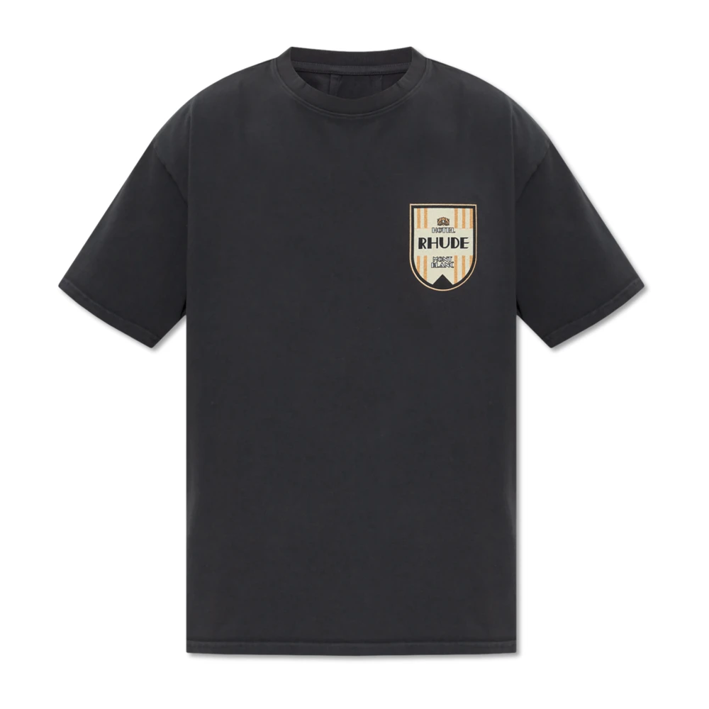 Rhude Zwart T-shirt met Front Print Black Heren