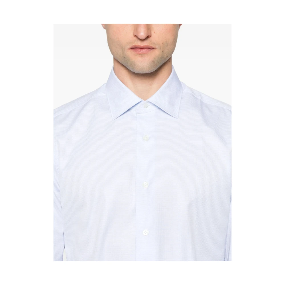 Mazzarelli Babyblauw Overhemd Lange Mouwen Blue Heren