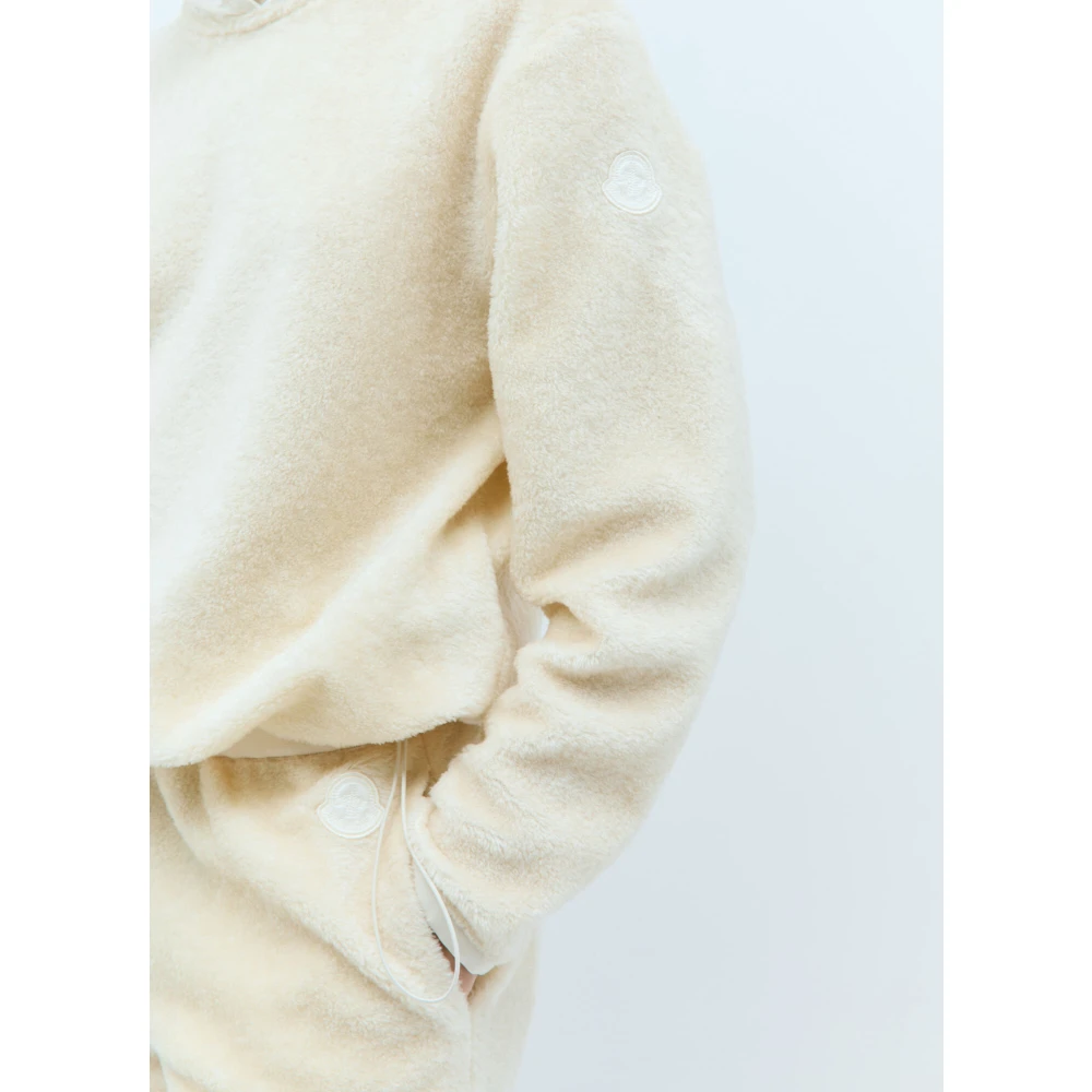 Moncler Teddy Hoodie met Logo Patch Beige Dames