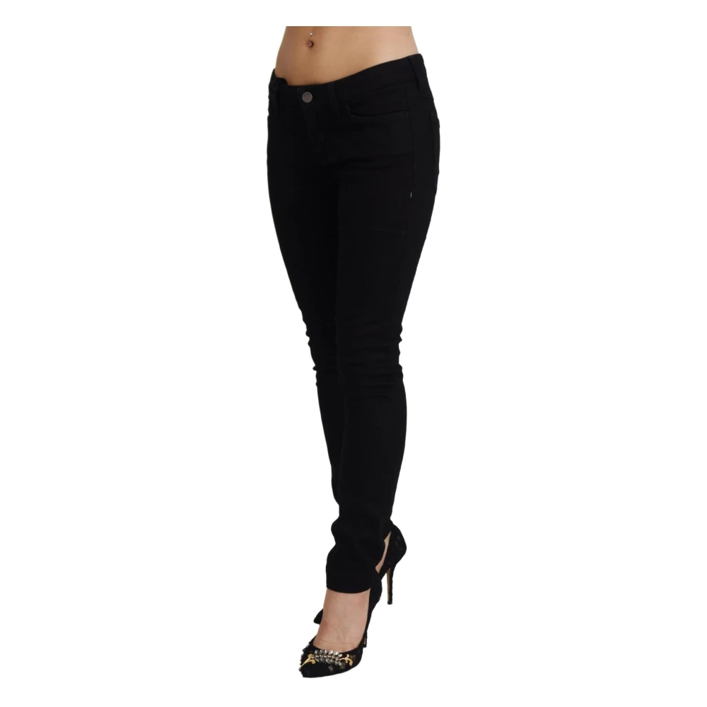 Dolce & Gabbana Zwarte Katoenen Lage Taille Slim Fit Denim Jeans Black Dames