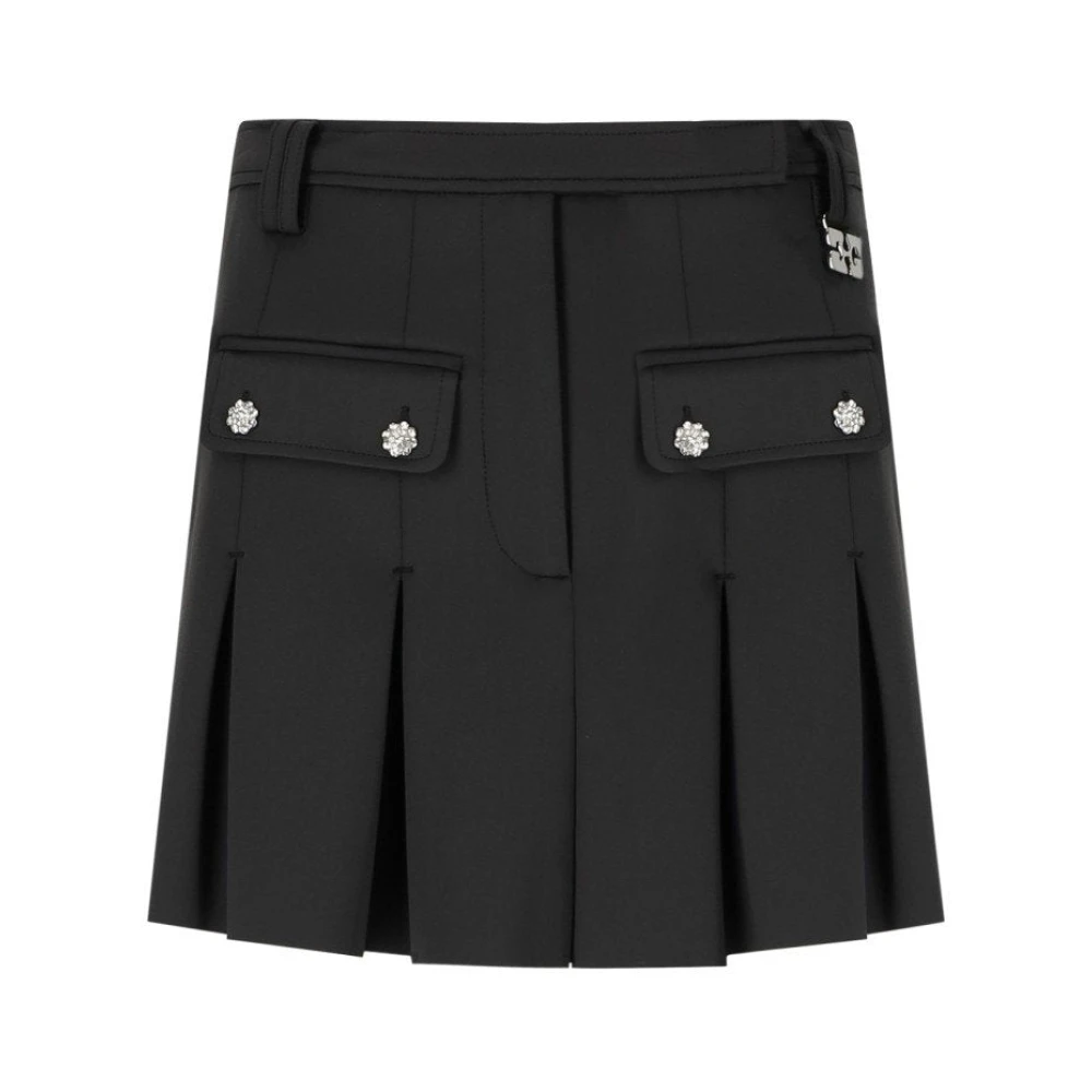Ganni Women's Black Sparkling Pleated Mini Skirt