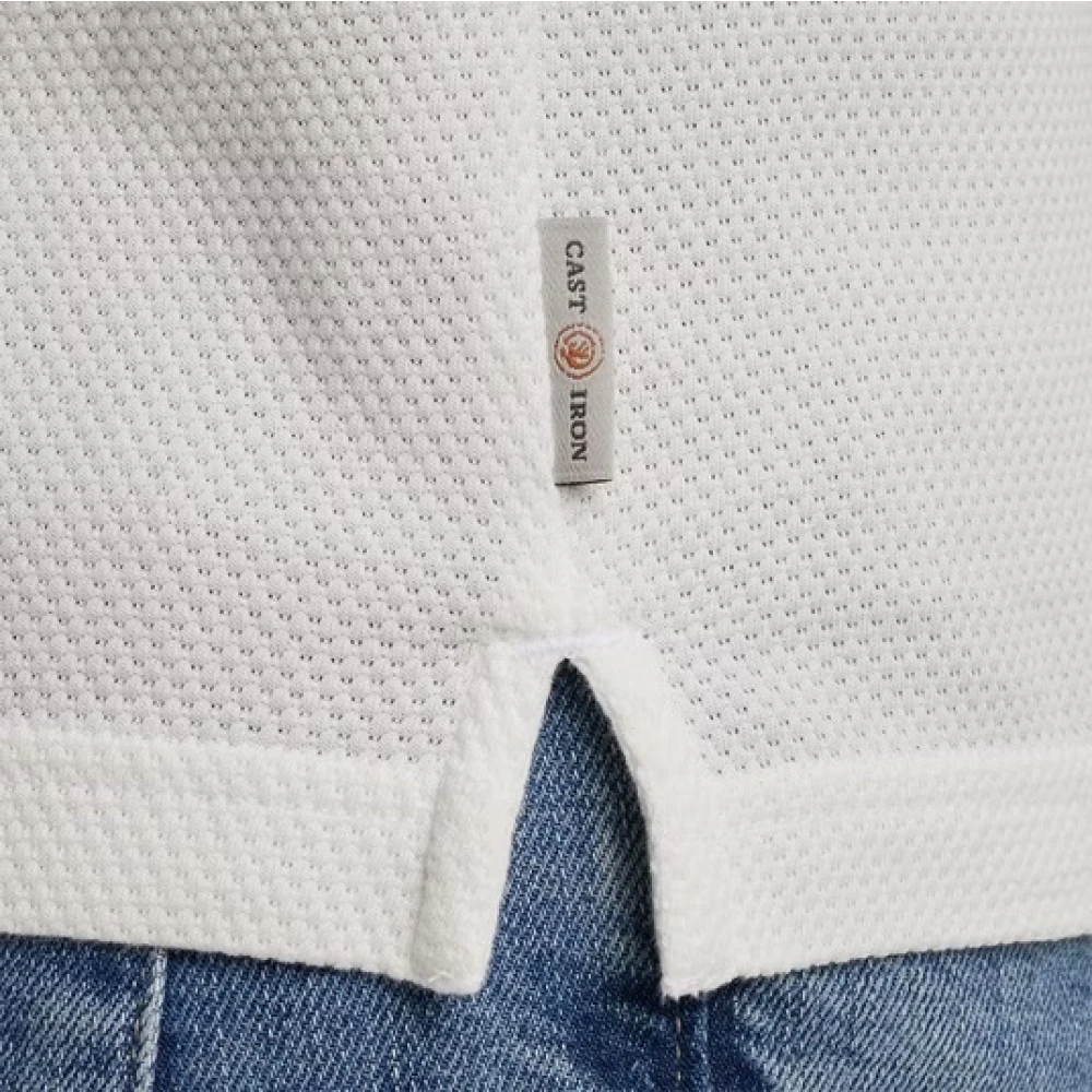 Cast Iron Gestructureerd Jersey Polo Shirt White Heren