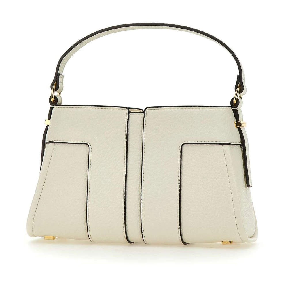 Elisabetta Franchi Gehamerd-effect vegan leren handtas in wit White Dames