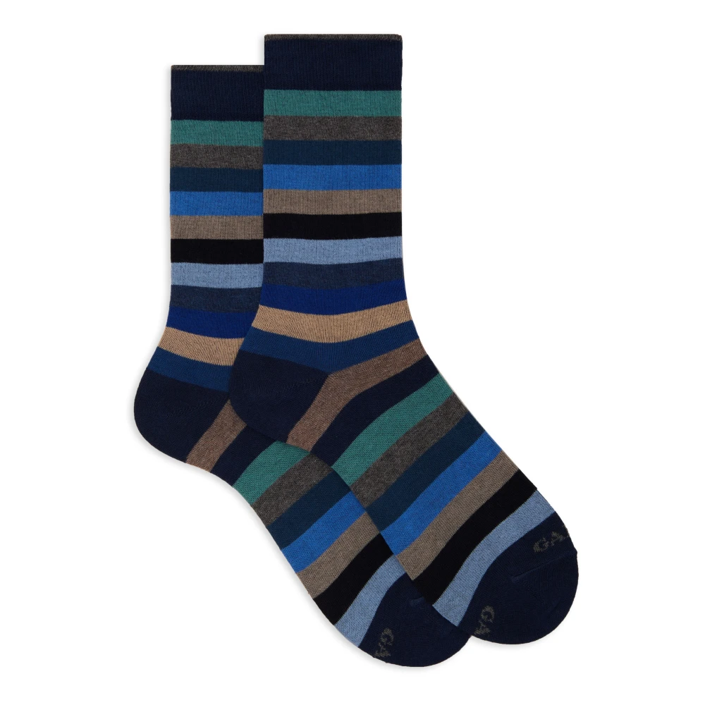 Gallo Korte blauwe katoenen sokken voor heren met gelijkmatige strepen Multicolor Heren