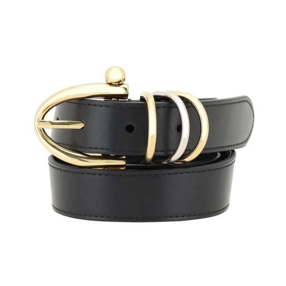 Chloé Leren armbandriem met messingdetails Black Dames