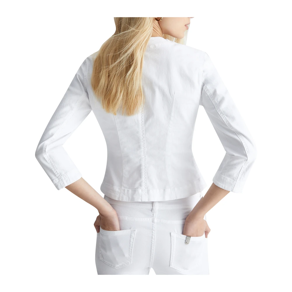 Liu Jo Blauwe Denim Jack met Voorvlechtpatroon White Dames