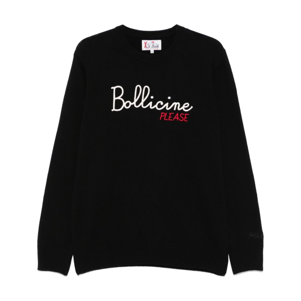 MC2 Saint Barth Zwarte Gebreide Crew Neck Sweater Black Heren