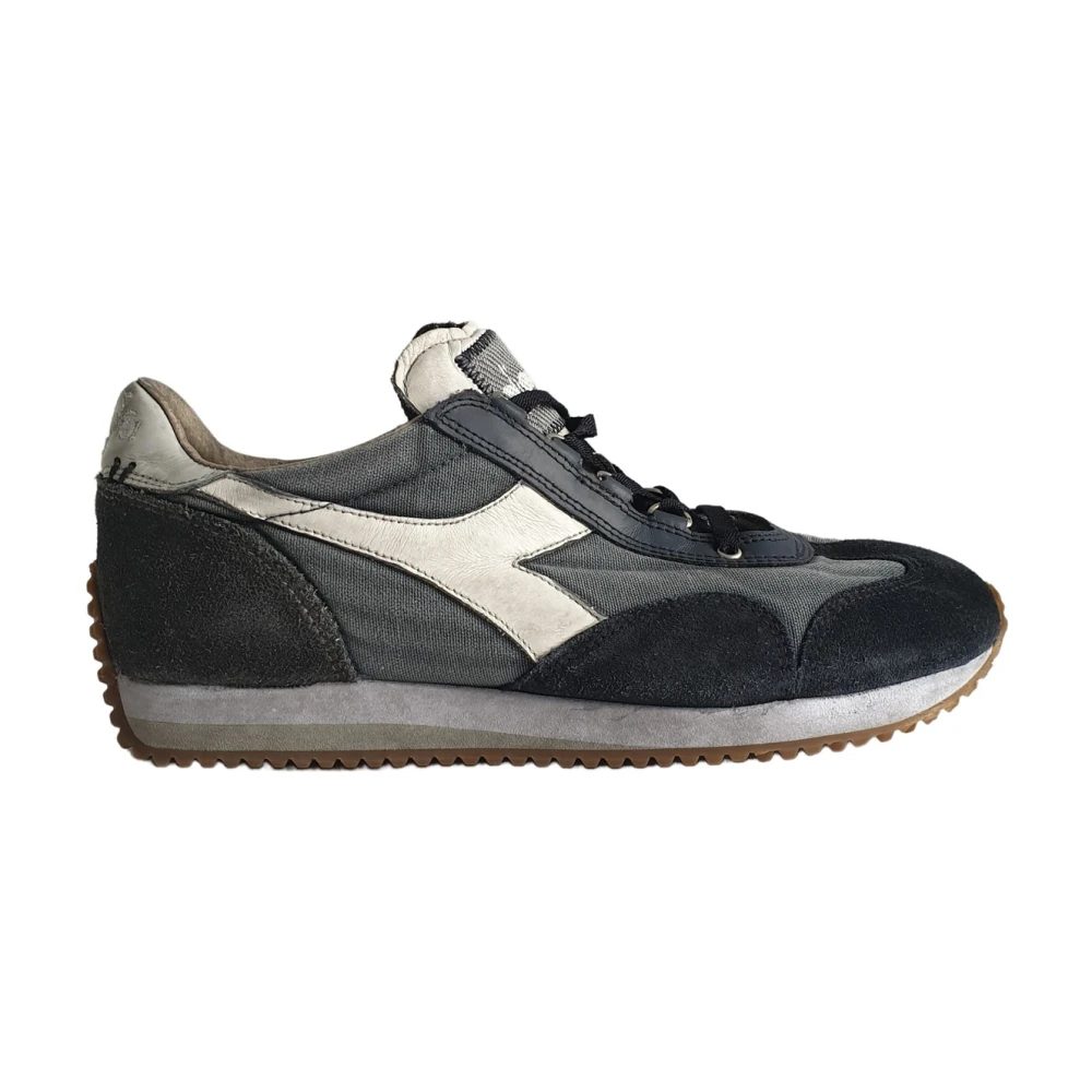 Diadora Men's Gray Equipe H Dirty Stone Wash Evo Sneakers